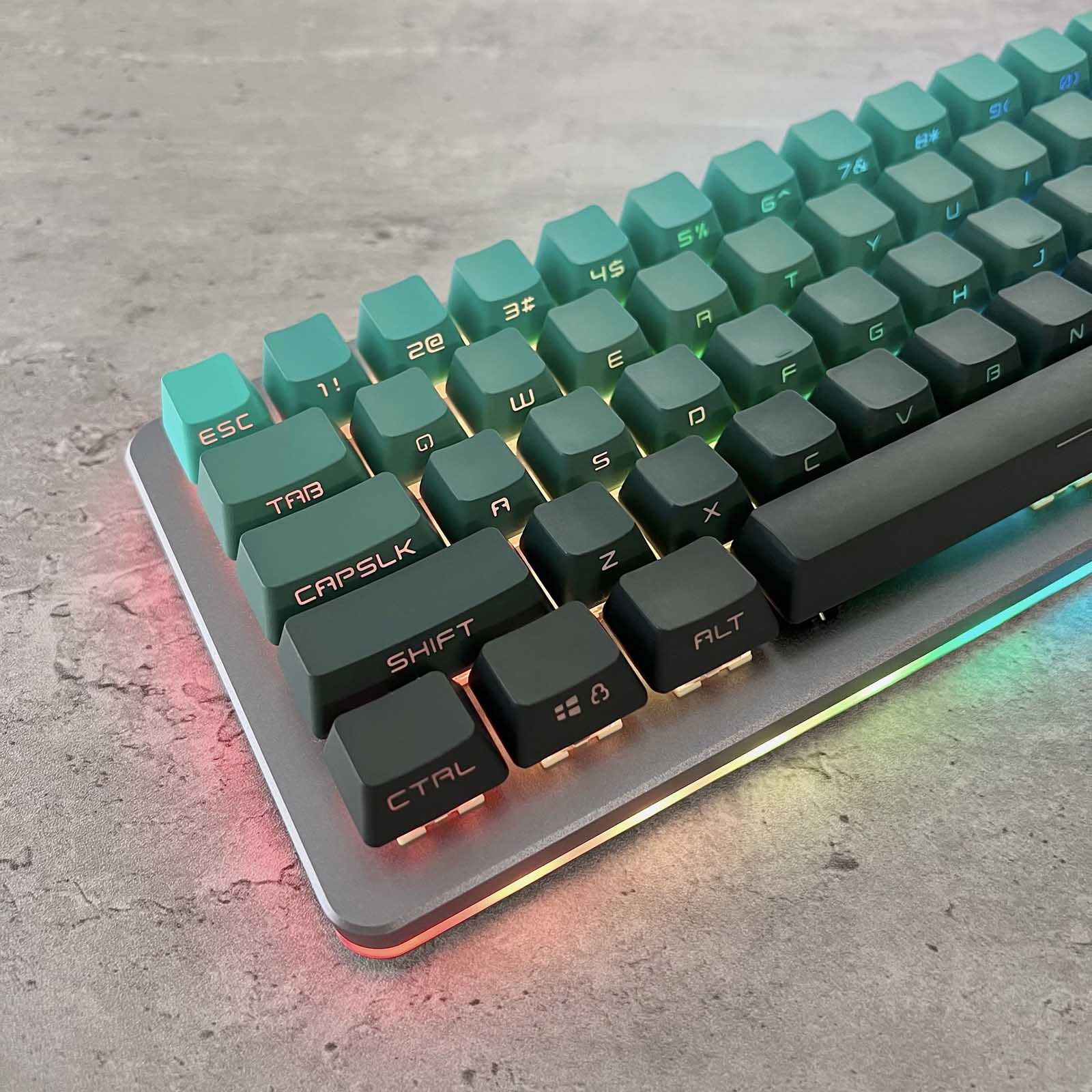 Gradient Green Side-Printed Keycap Set